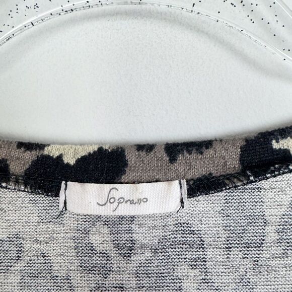 SOPRANO | Animal Print Short Sleeve Twist Front Top V-Neck Women’s Size Large - Picture 5 of 7